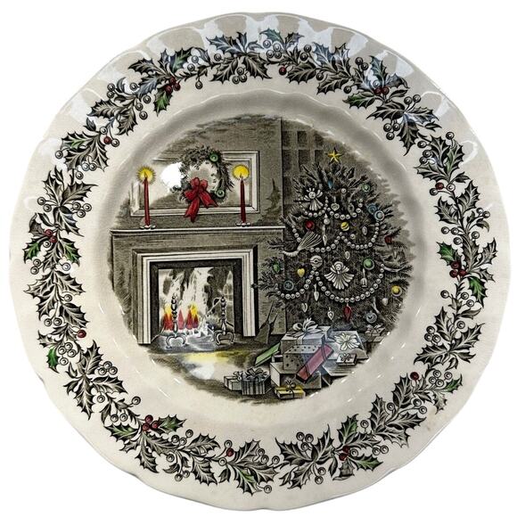 Johnson Brothers England Retired Merry Christmas Dinner Plate-Excellent-Rare - Picture 1 of 5